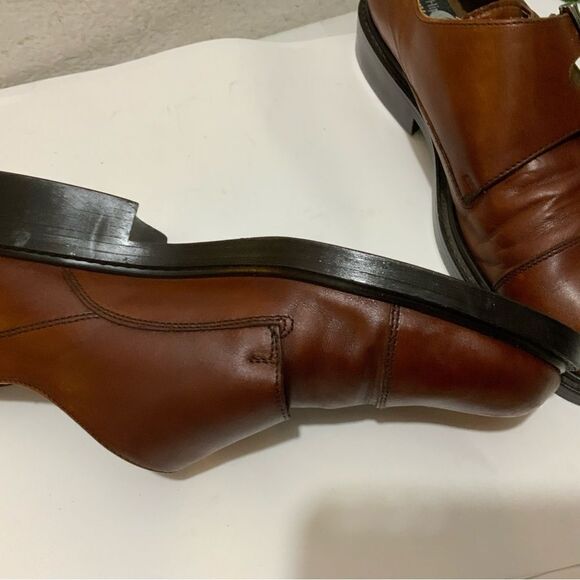 Hippopotamus Oxford Shoes Sz 9 double buckle  Brown Leather Lace Made Italy main image 11